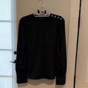Rachel Zoe Black Long-Sleeve Blouse with Shoulder Buttons